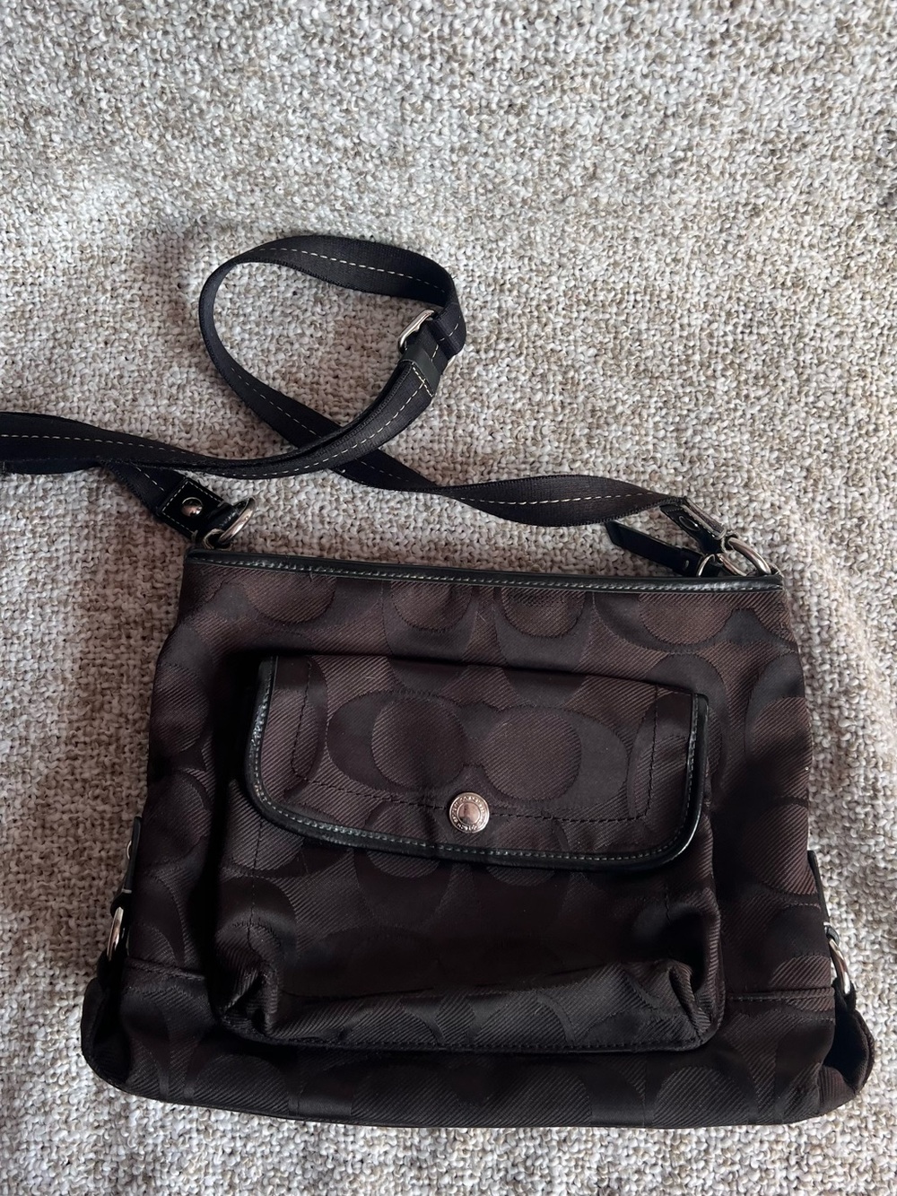 Coach Signature File Crossbody Bag Brown & Hot Pink Lining β F16550